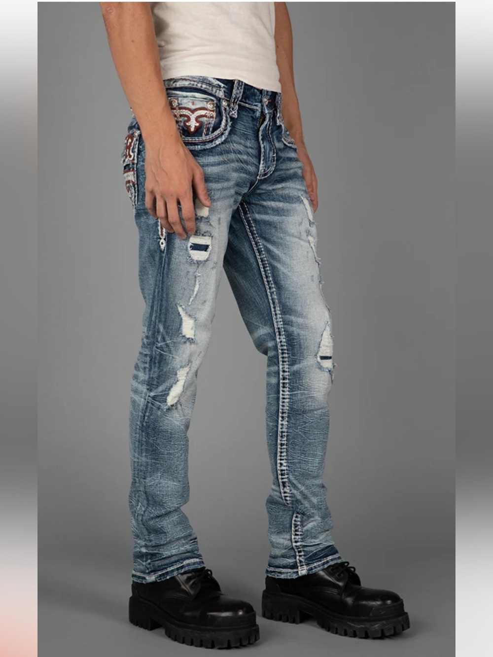 Rock Revival Men’s Distressed Niall Alt Straight Jeans